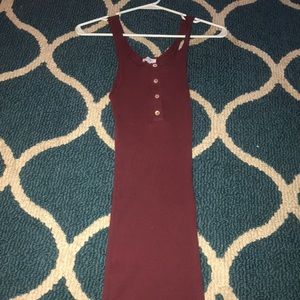 Long Maroon dress.